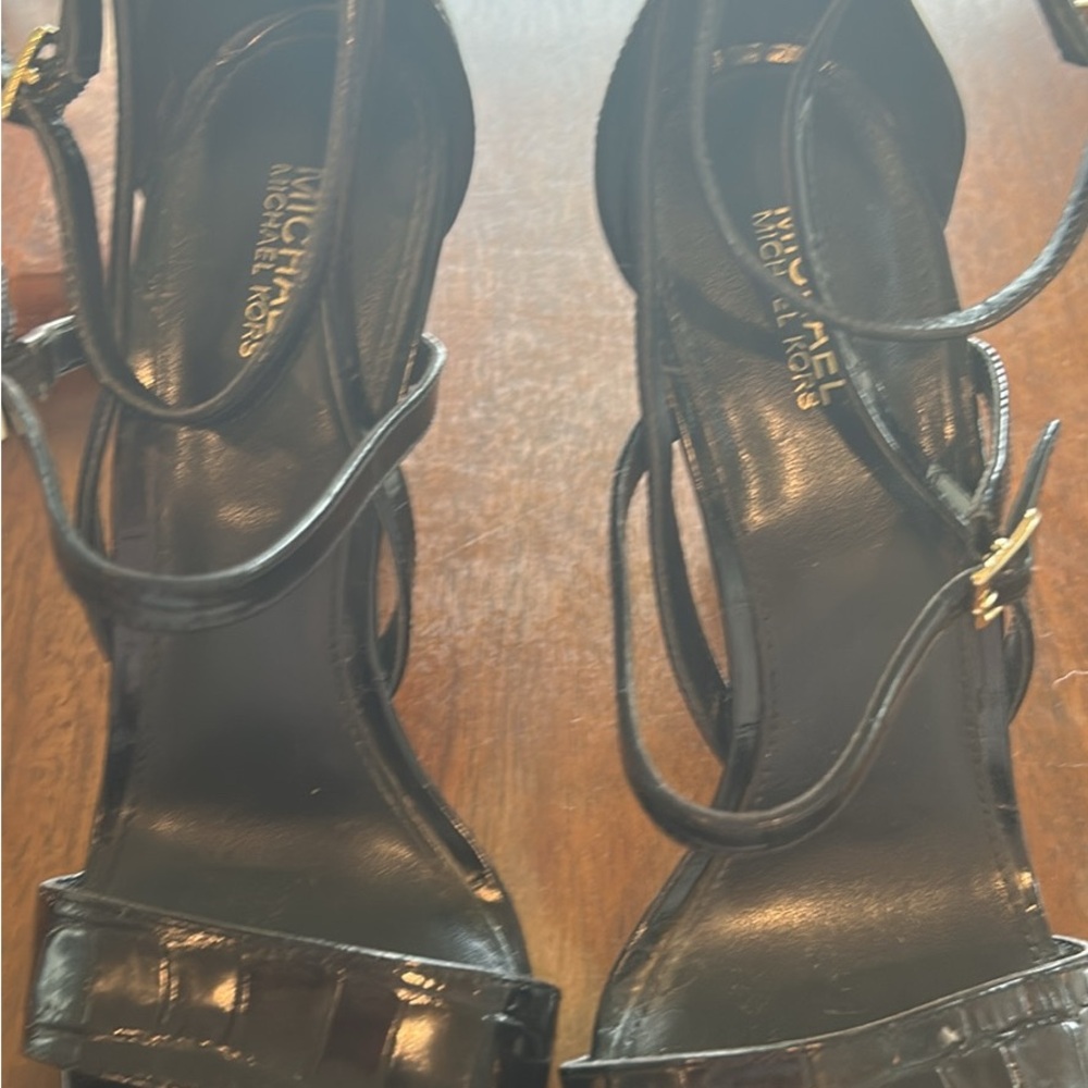 Michael Kors Glossy Black Strappy Heels